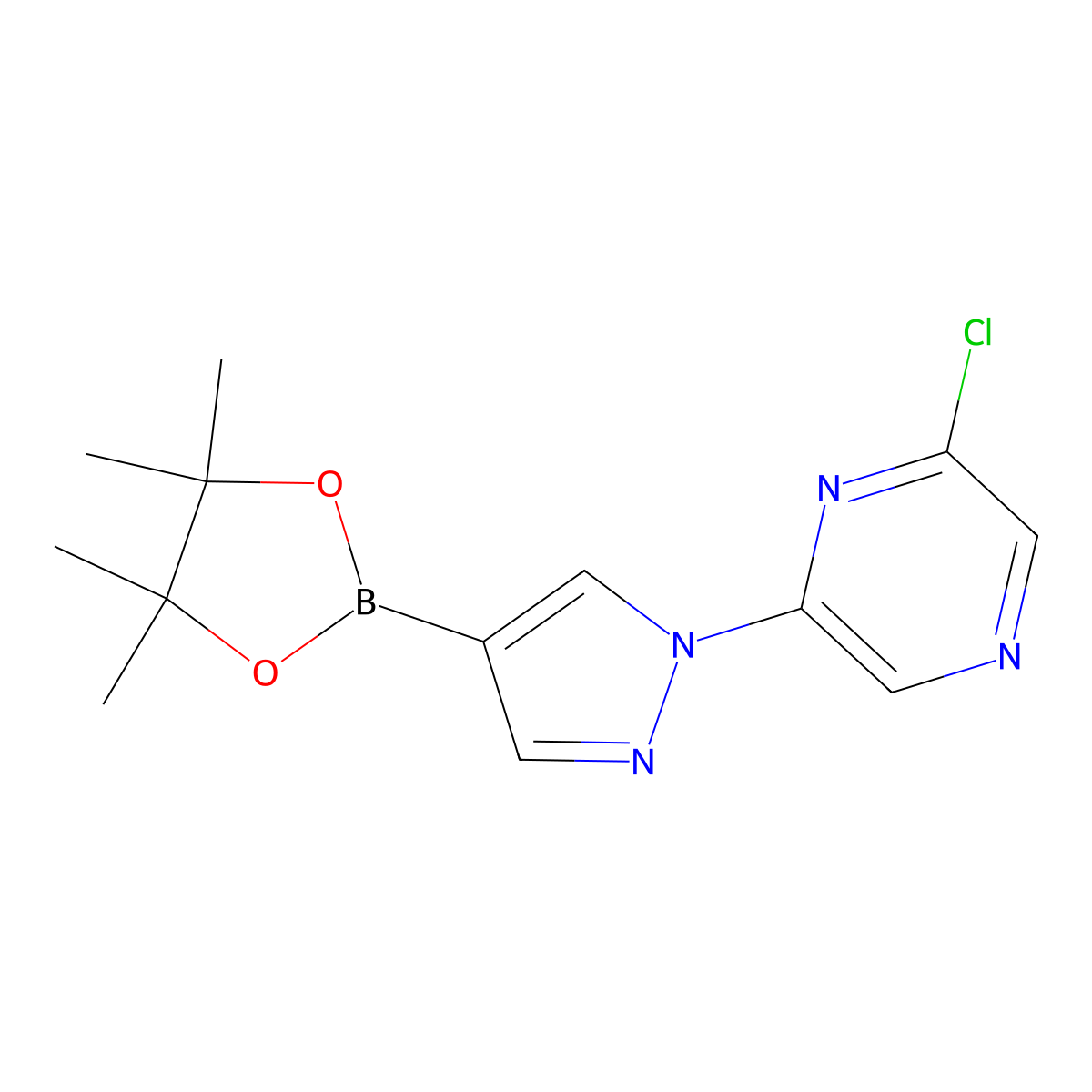 1-(6-Chloro-2-pyrazyl)pyrazole-4-boronic acid pinacol ester molecular structure, CAS 1402174-57-5