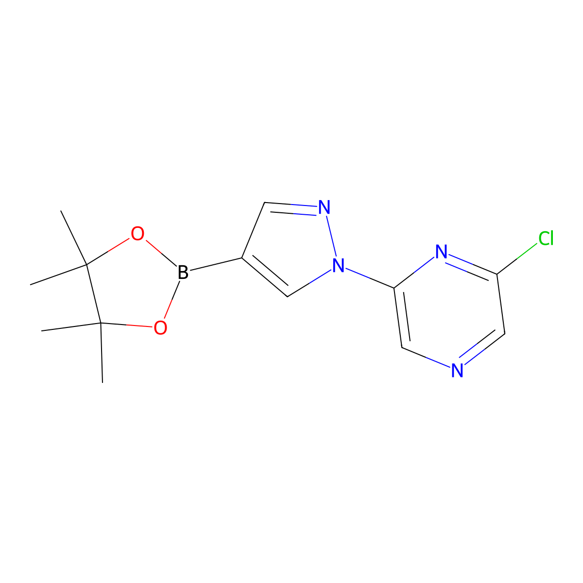 1-(6-Chloro-2-pyrazyl)pyrazole-4-boronic acid pinacol ester molecular structure, CAS 1402174-57-5