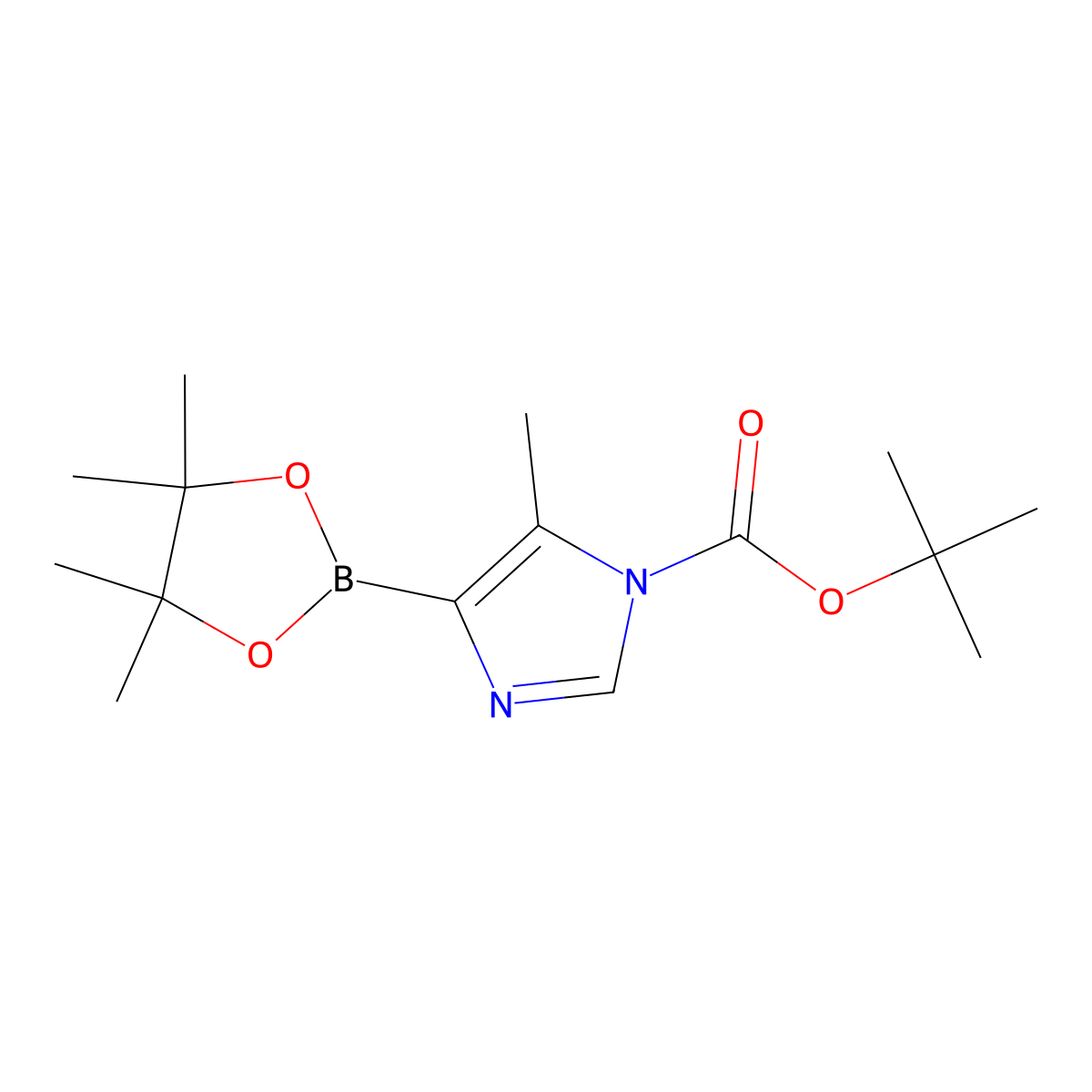tert-Butyl 5-methyl-4-(4,4,5,5-tetramethyl-1,3,2-dioxaborolan-2-yl)-1H-imidazole-1-carboxylate molecular structure, CAS 1402174-59-7