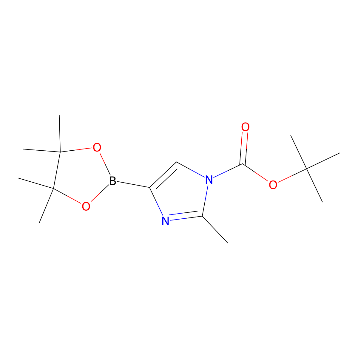 tert-Butyl 2-methyl-4-(4,4,5,5-tetramethyl-1,3,2-dioxaborolan-2-yl)-1H-imidazole-1-carboxylate molecular structure, CAS 1402174-60-0