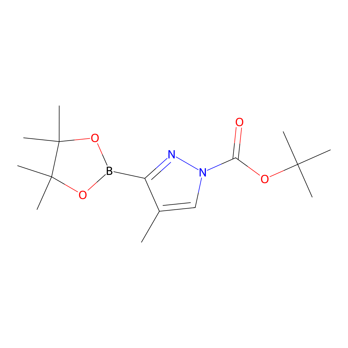 tert-Butyl 4-methyl-3-(4,4,5,5-tetramethyl-1,3,2-dioxaborolan-2-yl)-1H-pyrazole-1-carboxylate molecular structure, CAS 1402174-62-2