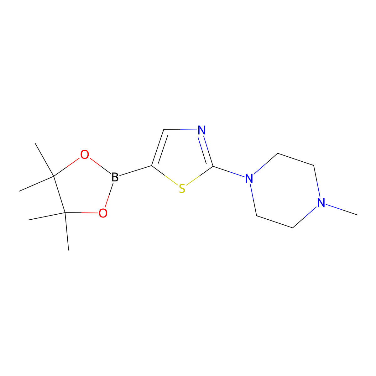 2-(4-Methylpiperazin-1-YL)thiazole-5-boronic acid pinacol ester molecular structure, CAS 1402174-69-9