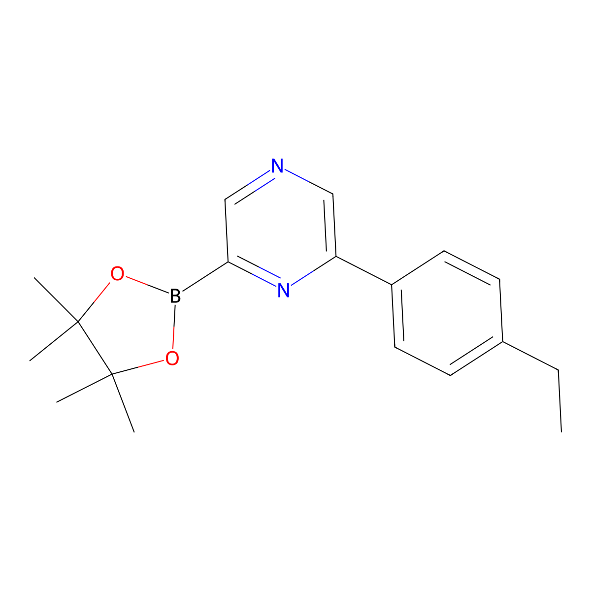 6-(4-Ethylphenyl)pyrazine-2-boronic acid pinacol ester molecular structure, CAS 1402174-72-4