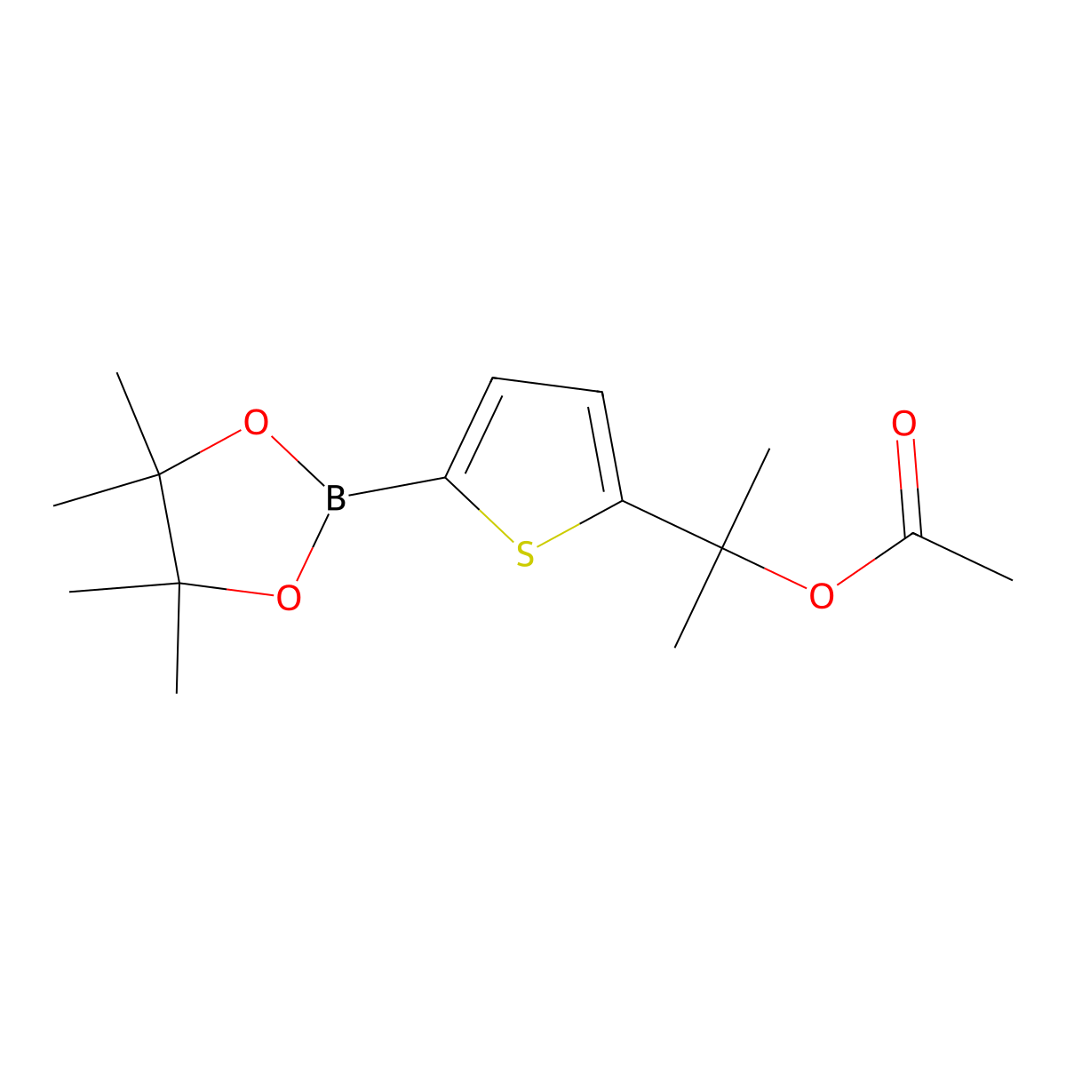 5-(1-Methyl-1-acetoxyethyl)thiophene-2-boronic acid pinacol ester molecular structure, CAS 1402174-74-6