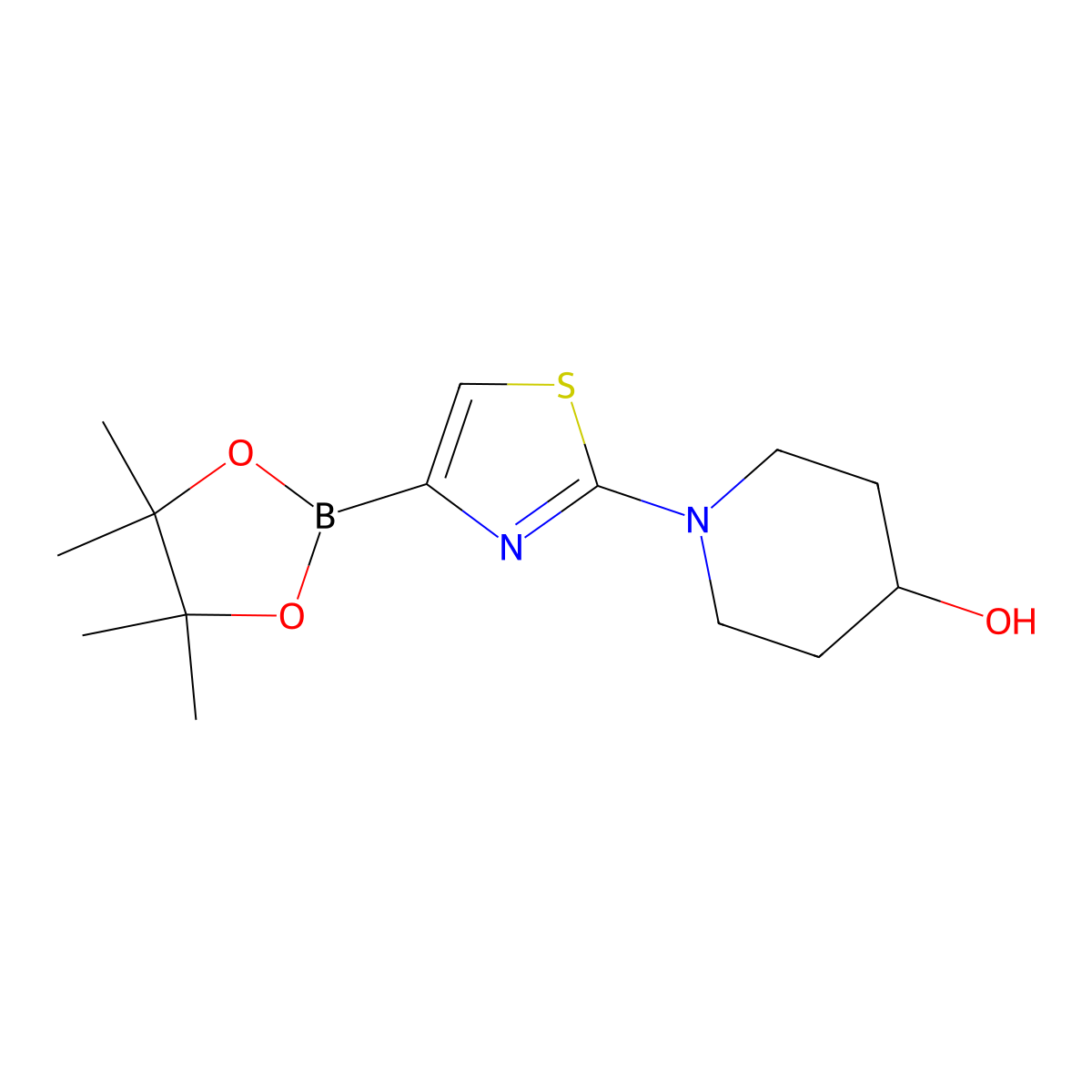 2-(4-Hydroxypiperidin-1-yl)Thiazole-4-boronic acid pinacol ester molecular structure, CAS 1402174-75-7