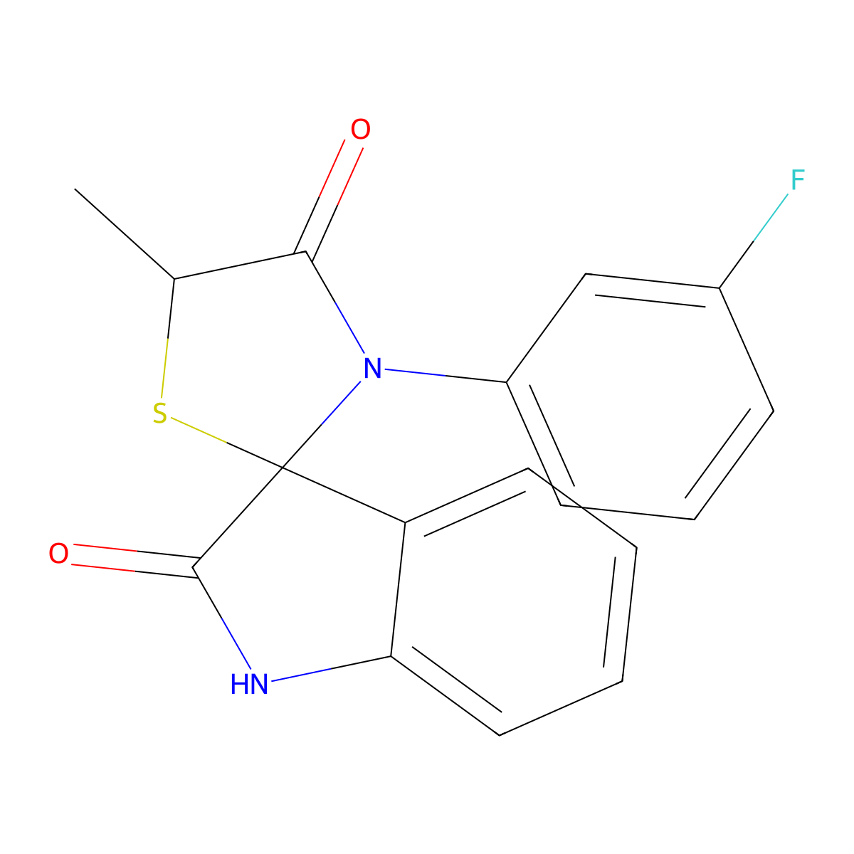 3-(3-fluorophenyl)-5-methylspiro[1,3-thiazolidine-2,3'-1H-indole]-2',4-dione molecular structure, CAS 140219-80-3