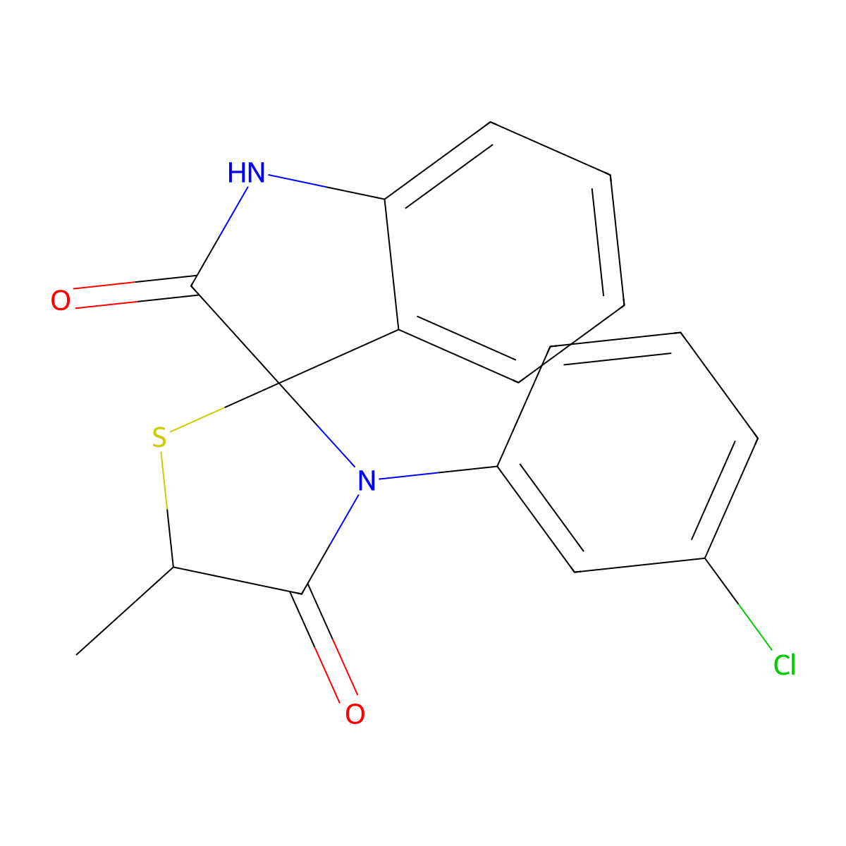 3'-(3-chlorophenyl)-5'-methyl-1,3-dihydrospiro(2H-indole-3.2'-[1,3]-thiazolidine)-2,4'-dione molecular structure, CAS 140219-84-7