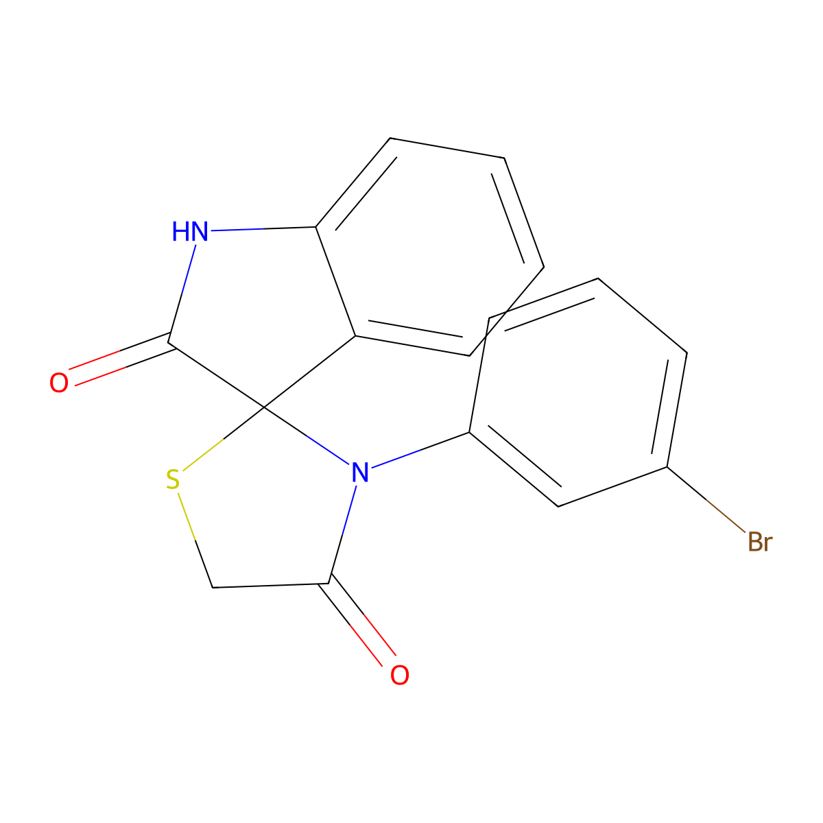 3-(3-bromophenyl)spiro[1,3-thiazolidine-2,3'-1H-indole]-2',4-dione molecular structure, CAS 140219-87-0
