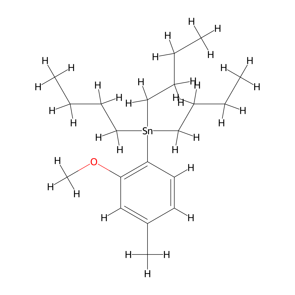 Stannane, tributyl(2-methoxy-4-methylphenyl)- molecular structure, CAS 140221-61-0