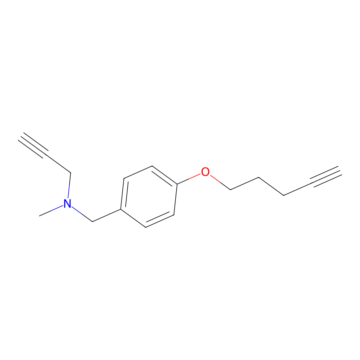 N-methyl-N-(4-(pent-4-yn-1-yloxy)benzyl)prop-2-yn-1-amine molecular structure, CAS 1402222-25-6