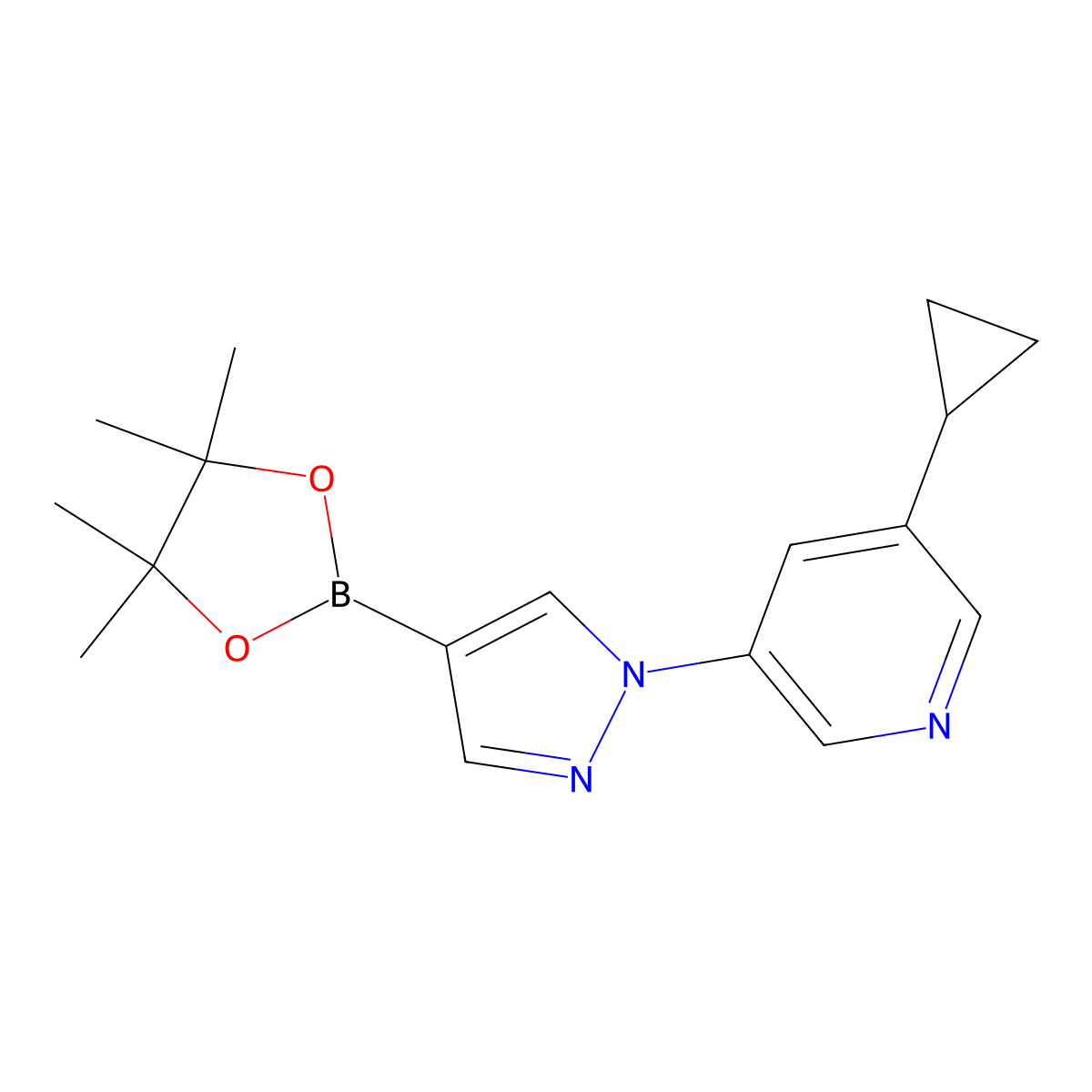 1-(5-Cyclopropyl-3-pyridyl)-1H-pyrazole-4-boronic acid pinacol ester molecular structure, CAS 1402226-81-6