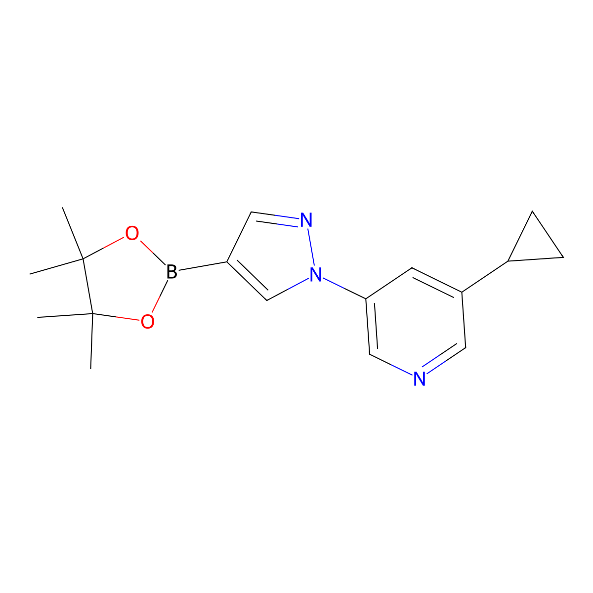 1-(5-Cyclopropyl-3-pyridyl)-1H-pyrazole-4-boronic acid pinacol ester molecular structure, CAS 1402226-81-6