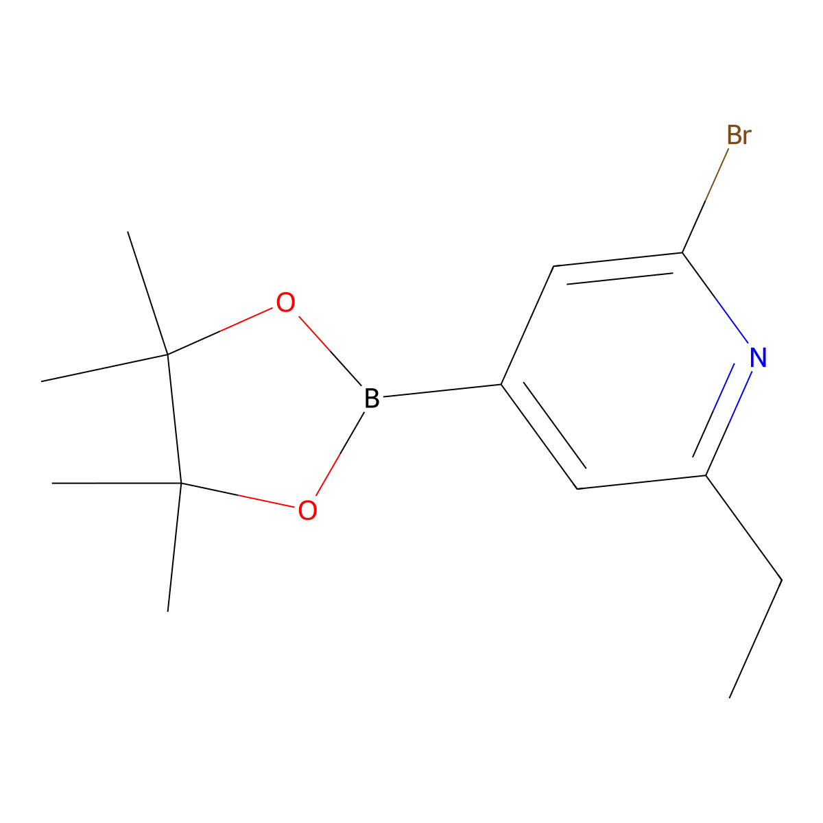 2-Bromo-6-ethylpyridine-4-boronic acid pinacol ester molecular structure, CAS 1402226-89-4