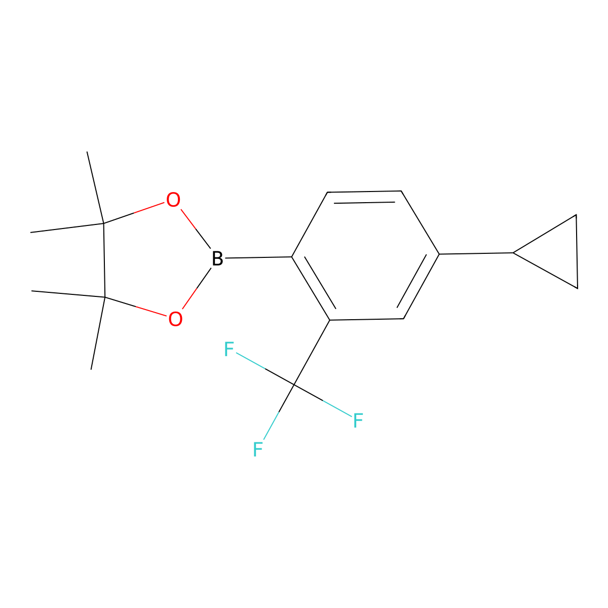 2-Trifluoromethyl-4-cyclopropylphenylboronic acid pinacol ester molecular structure, CAS 1402226-99-6