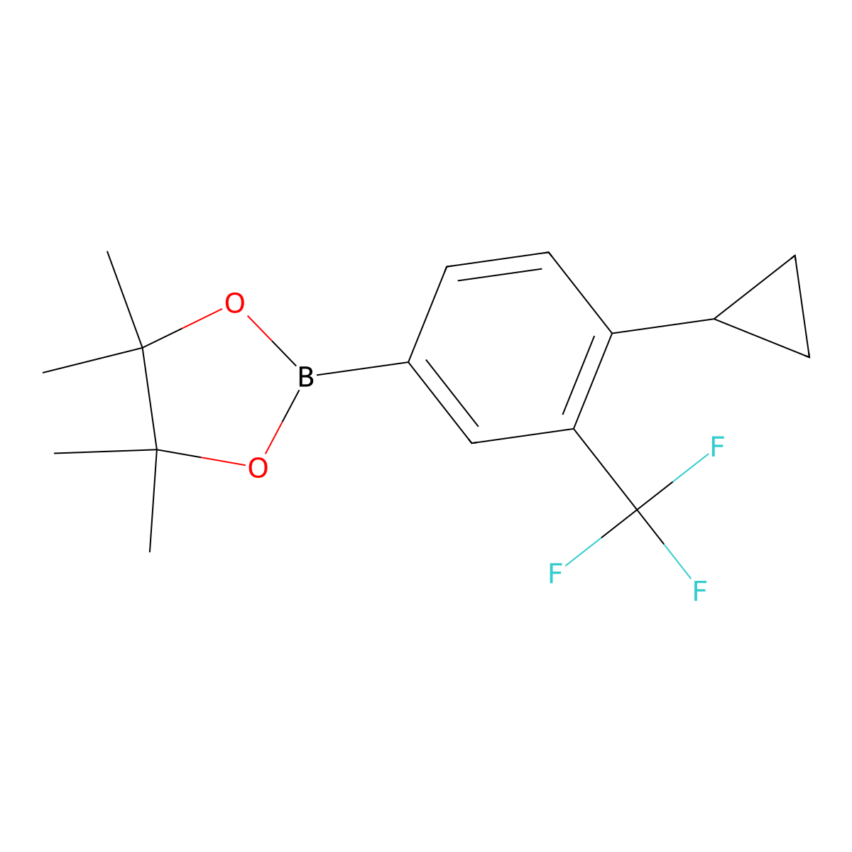 2-(4-Cyclopropyl-3-(trifluoromethyl)phenyl)-4,4,5,5-tetramethyl-1,3,2-dioxaborolane molecular structure, CAS 1402227-01-3