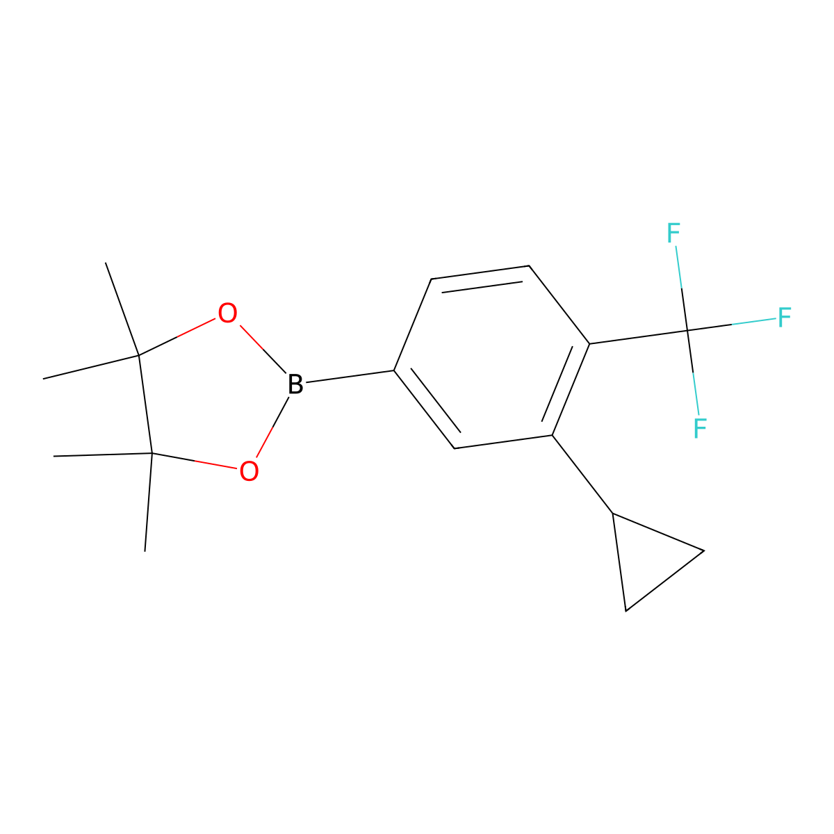 2-(3-Cyclopropyl-4-(trifluoromethyl)phenyl)-4,4,5,5-tetramethyl-1,3,2-dioxaborolane molecular structure, CAS 1402227-03-5