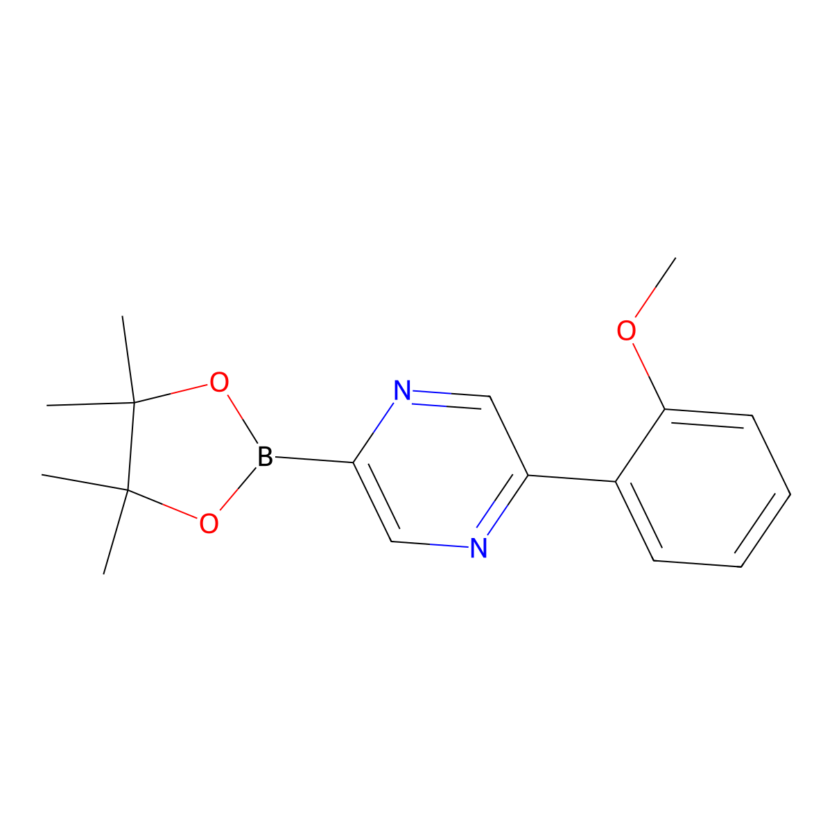 5-(2-Methoxyphenyl)pyrazine-2-boronic acid pinacol ester molecular structure, CAS 1402227-09-1