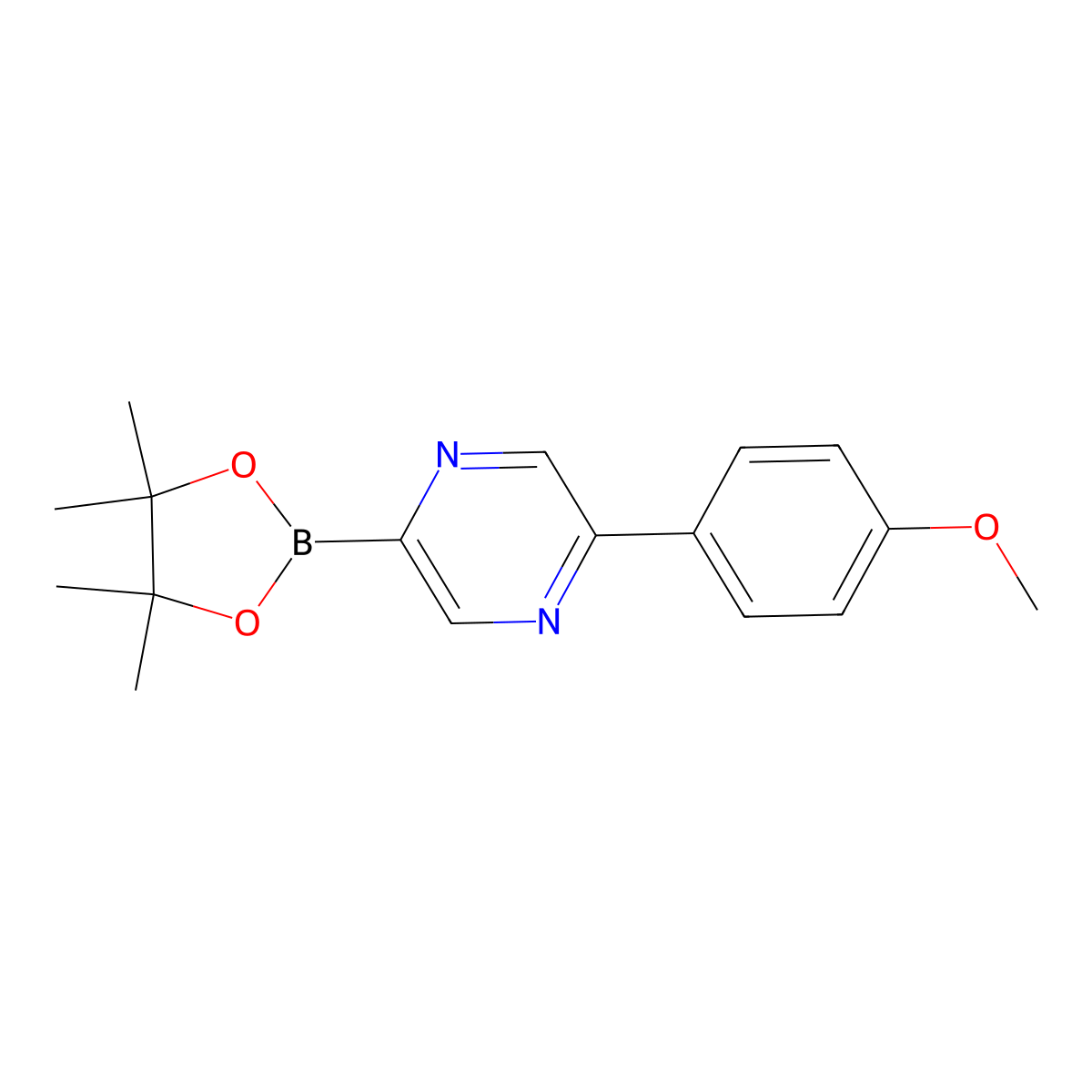 5-(4-Methoxyphenyl)pyrazine-2-boronic acid pinacol ester molecular structure, CAS 1402227-15-9