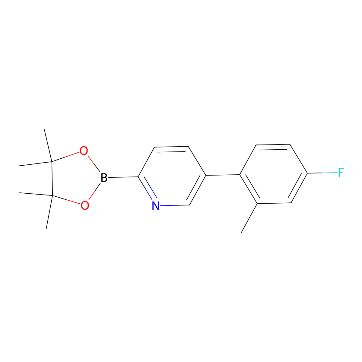 5-(4-Fluoro-2-methylphenyl)pyridine-2-boronic acid pinacol ester molecular structure, CAS 1402227-28-4