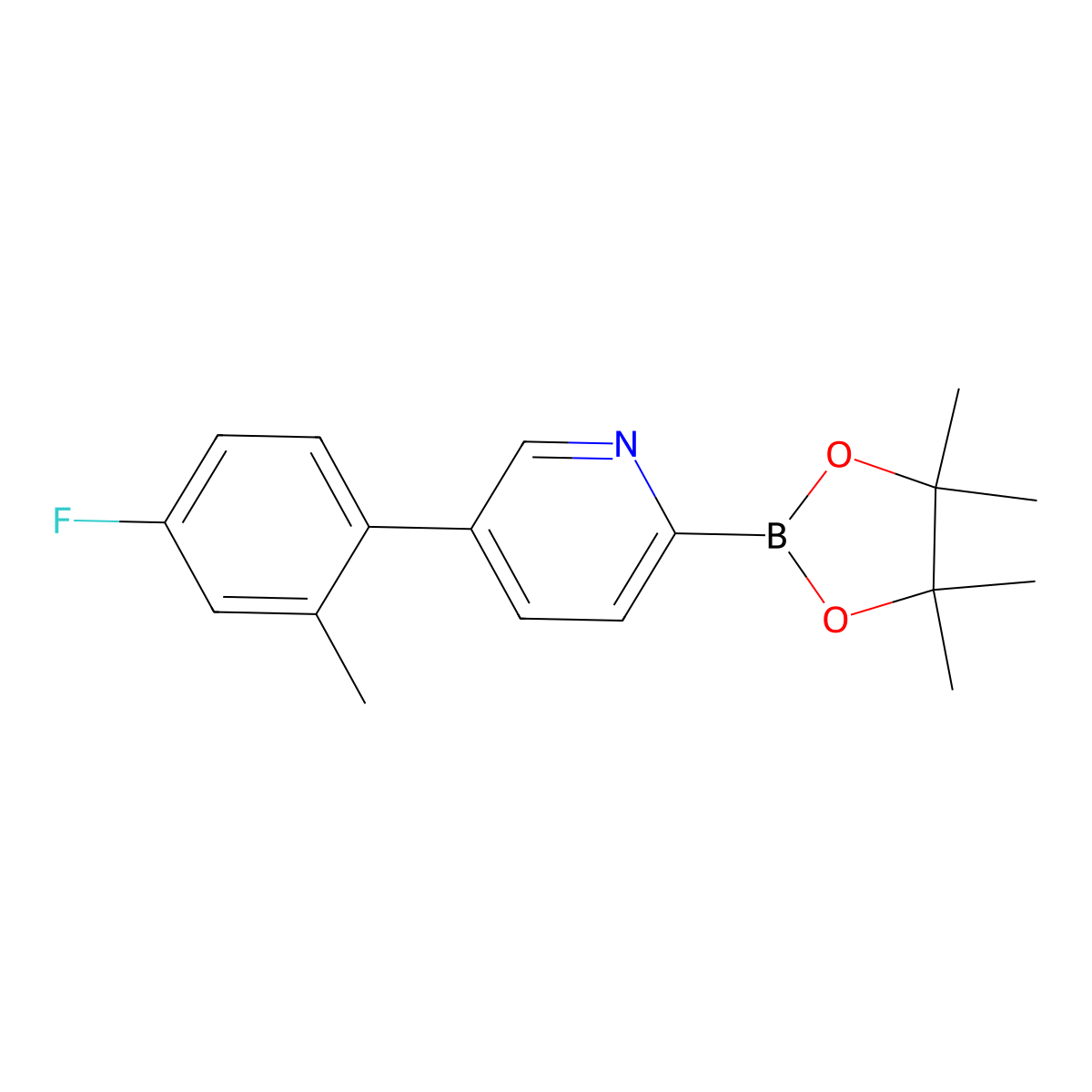 5-(4-Fluoro-2-methylphenyl)pyridine-2-boronic acid pinacol ester molecular structure, CAS 1402227-28-4