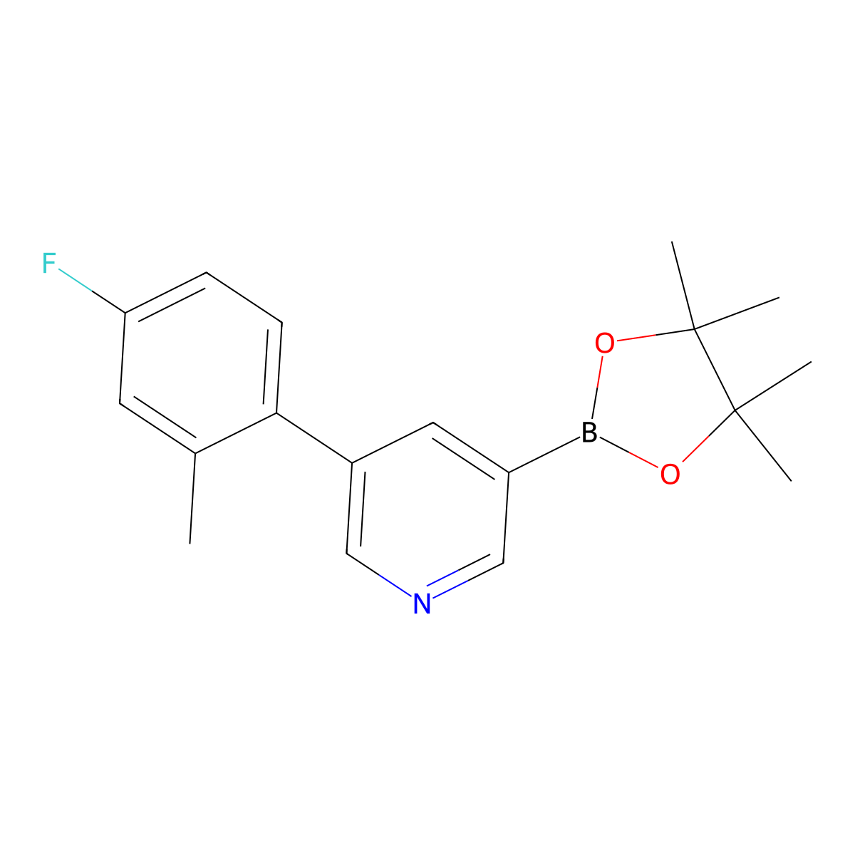 5-(2-Methyl-4-fluorophenyl)pyridine-3-boronic acid pinacol ester molecular structure, CAS 1402227-29-5