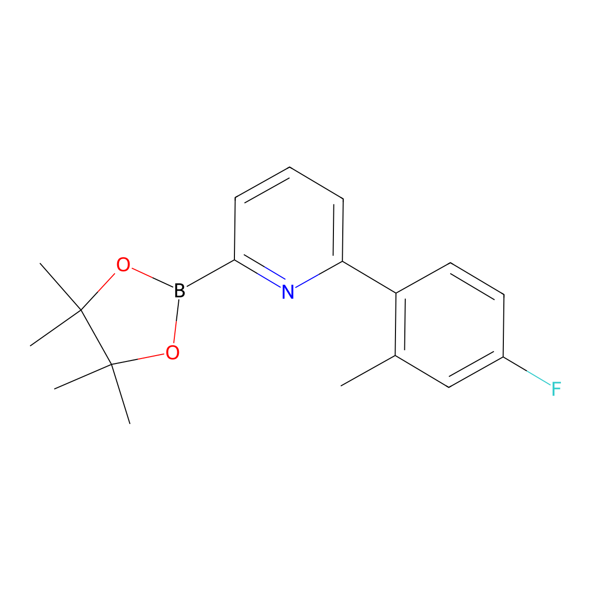 6-(4-Fluoro-2-methylphenyl)pyridine-2-boronic acid pinacol ester molecular structure, CAS 1402227-30-8