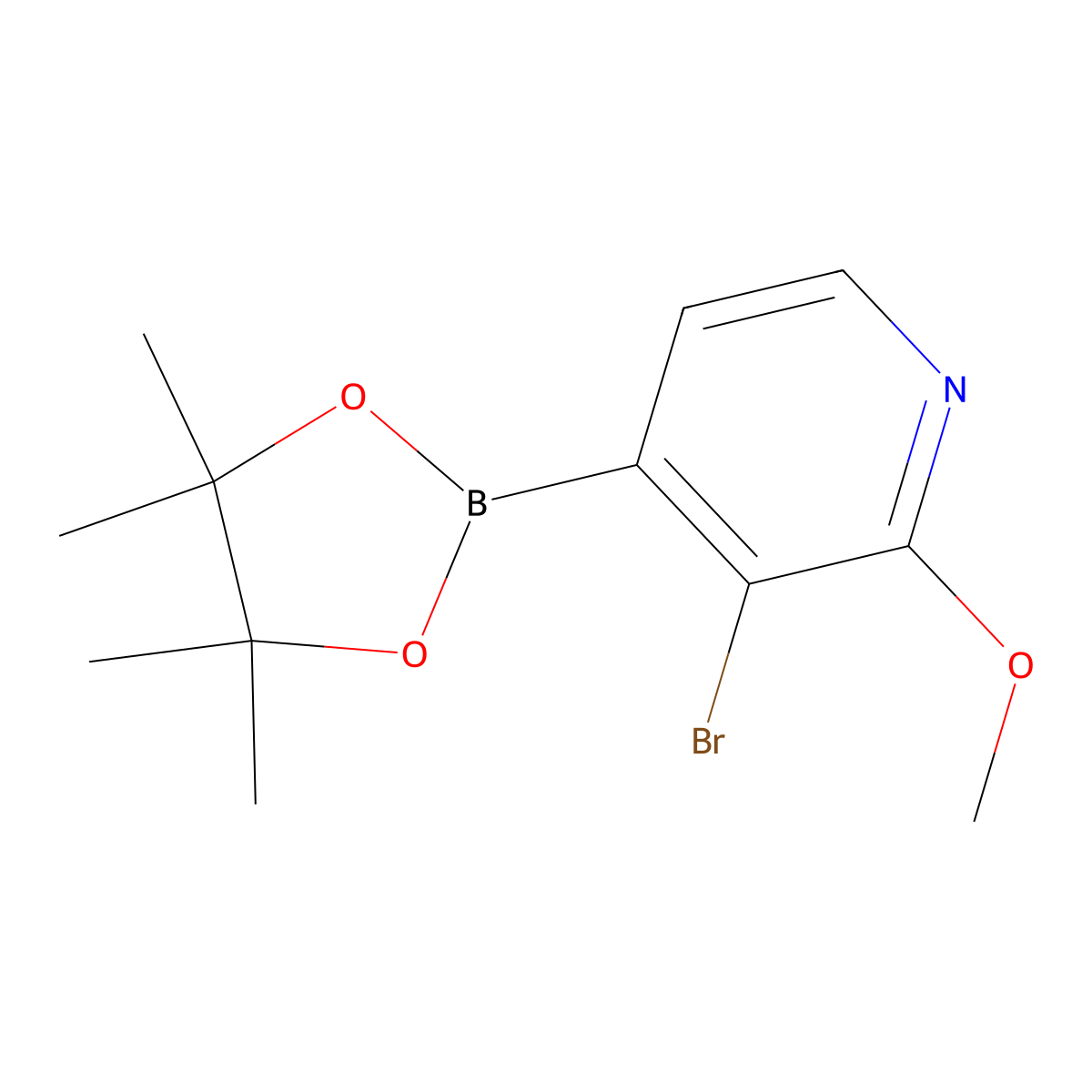 3-Bromo-2-methoxy-4-(4,4,5,5-tetramethyl-1,3,2-dioxaborolan-2-yl)pyridine molecular structure, CAS 1402227-31-9