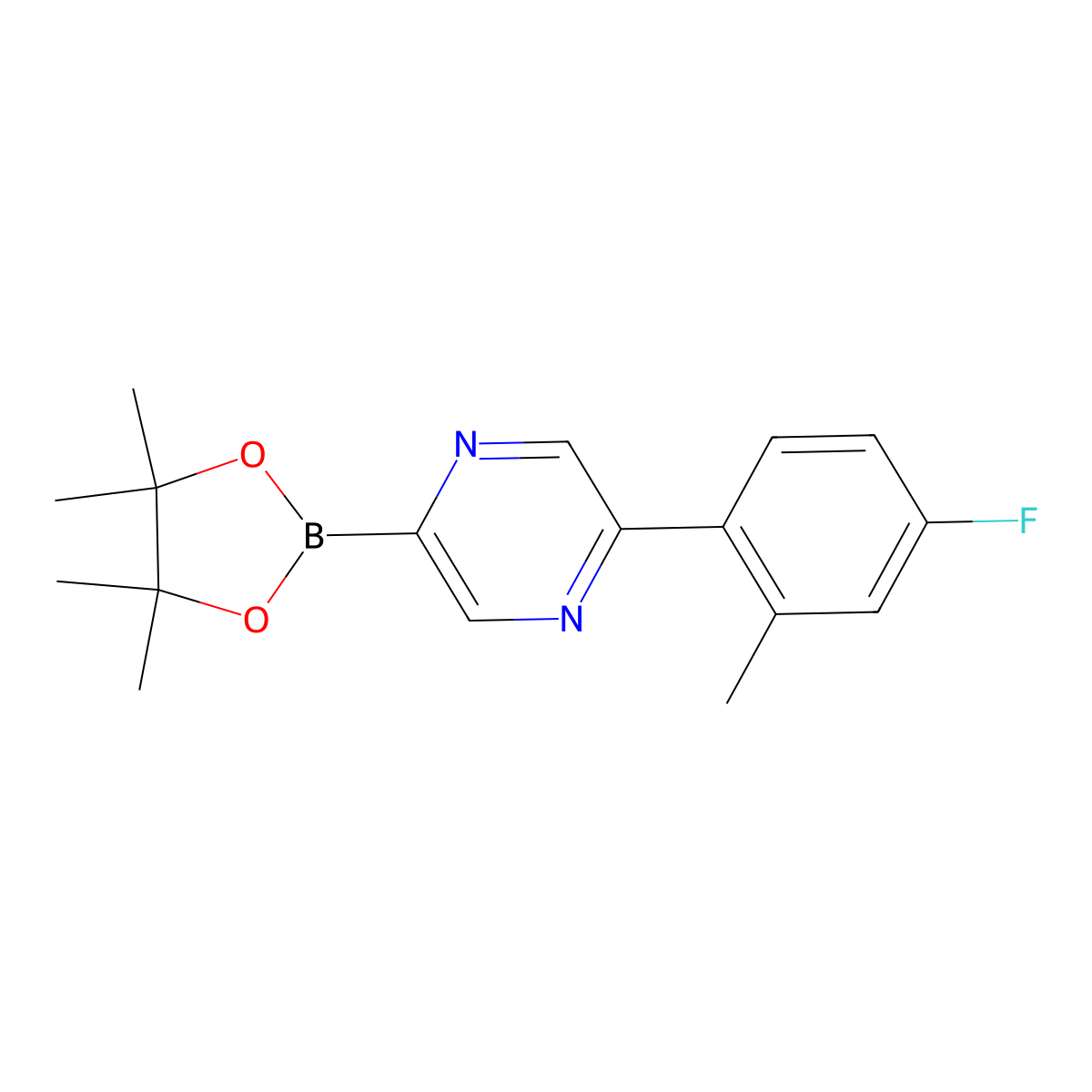 5-(4-Fluoro-2-methylphenyl)pyrazine-2-boronic acid pinacol ester molecular structure, CAS 1402227-32-0
