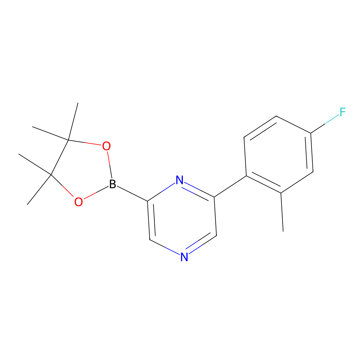 6-(4-Fluoro-2-methylphenyl)pyrazine-2-boronic acid pinacol ester molecular structure, CAS 1402227-33-1