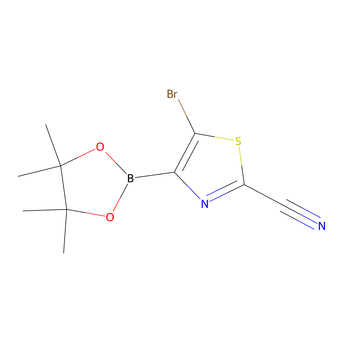 5-Bromo-2-cyanothiazole-4-boronic acid pinacol ester molecular structure, CAS 1402227-37-5