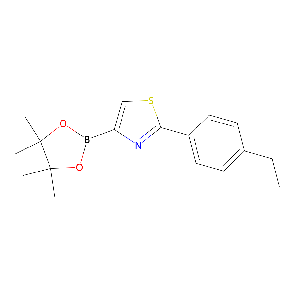 2-(4-Ethylphenyl)thiazole-4-boronic acid pinacol ester molecular structure, CAS 1402227-38-6