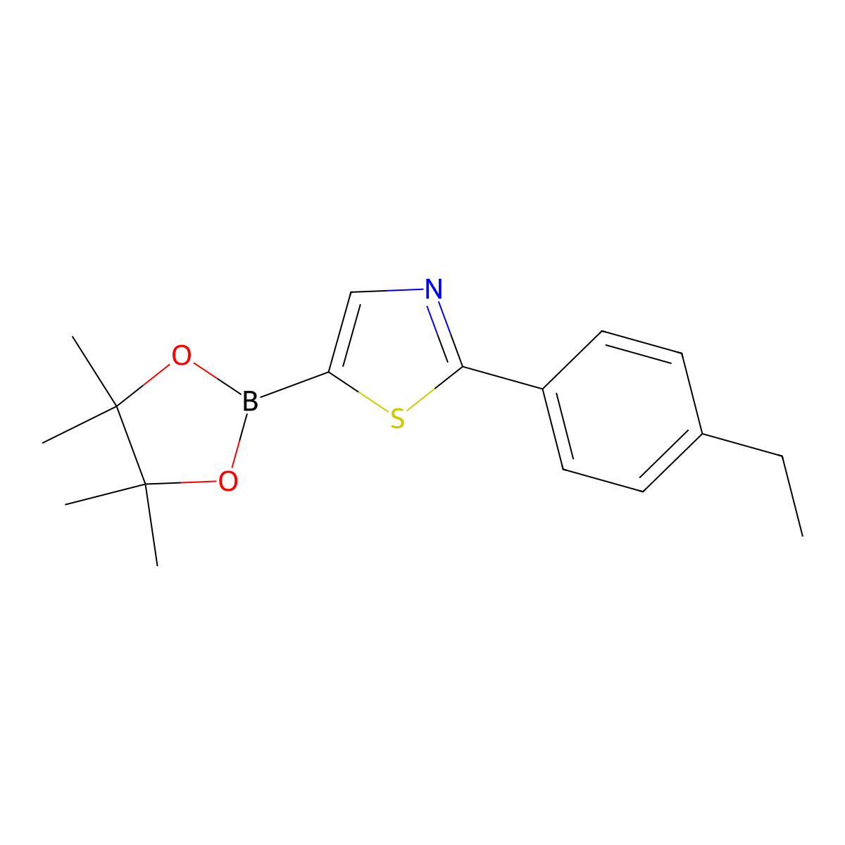 2-(4-Ethylphenyl)thiazole-5-boronic acid pinacol ester molecular structure, CAS 1402227-39-7