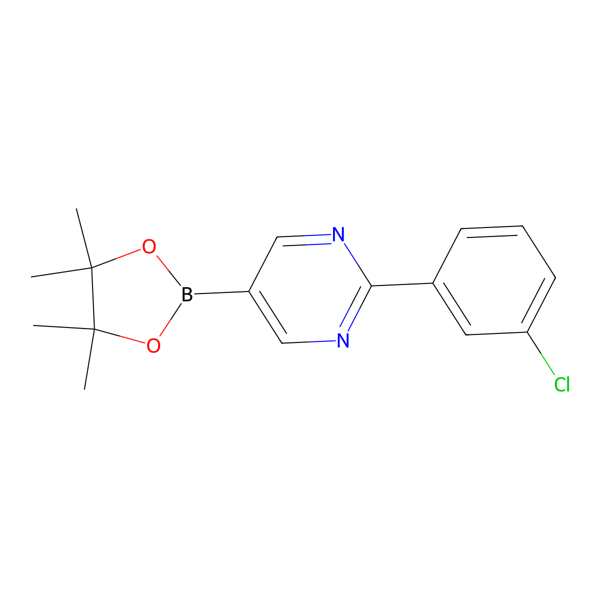 2-(3-Chlorophenyl)pyrimidine-5-boronic acid pinacol ester molecular structure, CAS 1402227-51-3