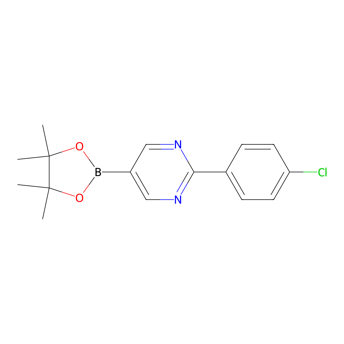 2-(4-Chlorophenyl)pyrimidine-5-boronic acid pinacol ester molecular structure, CAS 1402227-52-4