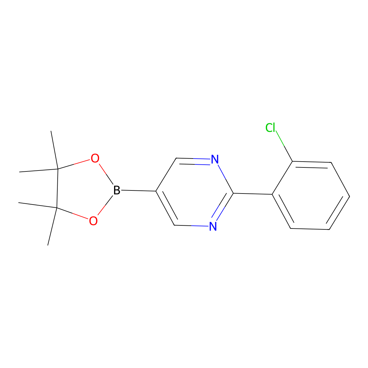 2-(2-Chlorophenyl)pyrimidine-5-boronic acid pinacol ester molecular structure, CAS 1402227-53-5