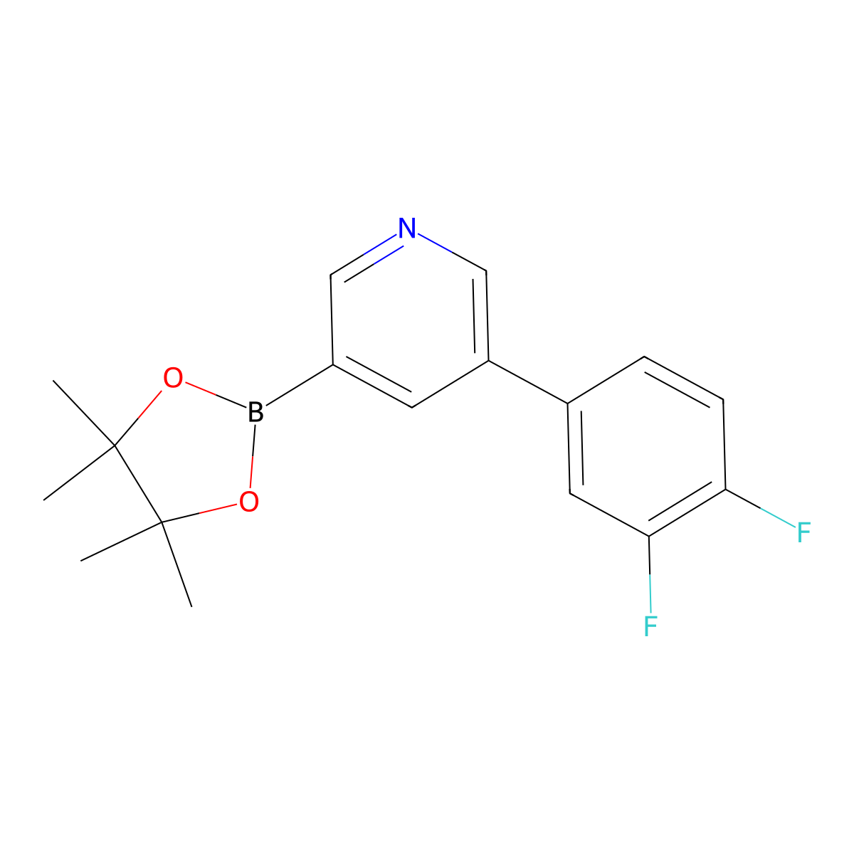 5-(3, 4-Difluorophenyl)pyridine-3-boronic acid pinacol ester molecular structure, CAS 1402227-56-8