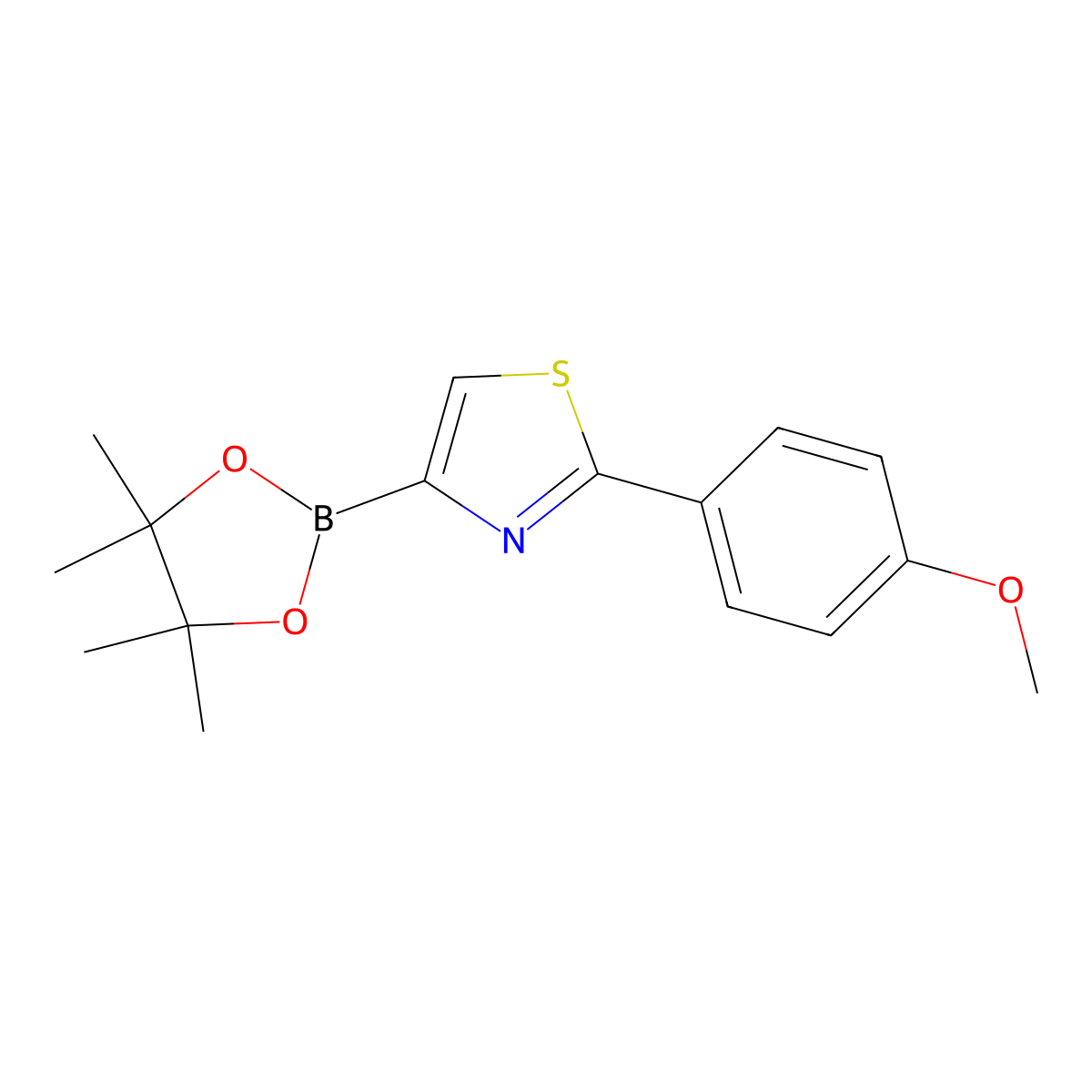 2-(4-Methoxyphenyl)-4-(4,4,5,5-tetramethyl-1,3,2-dioxaborolan-2-yl)thiazole molecular structure, CAS 1402227-59-1