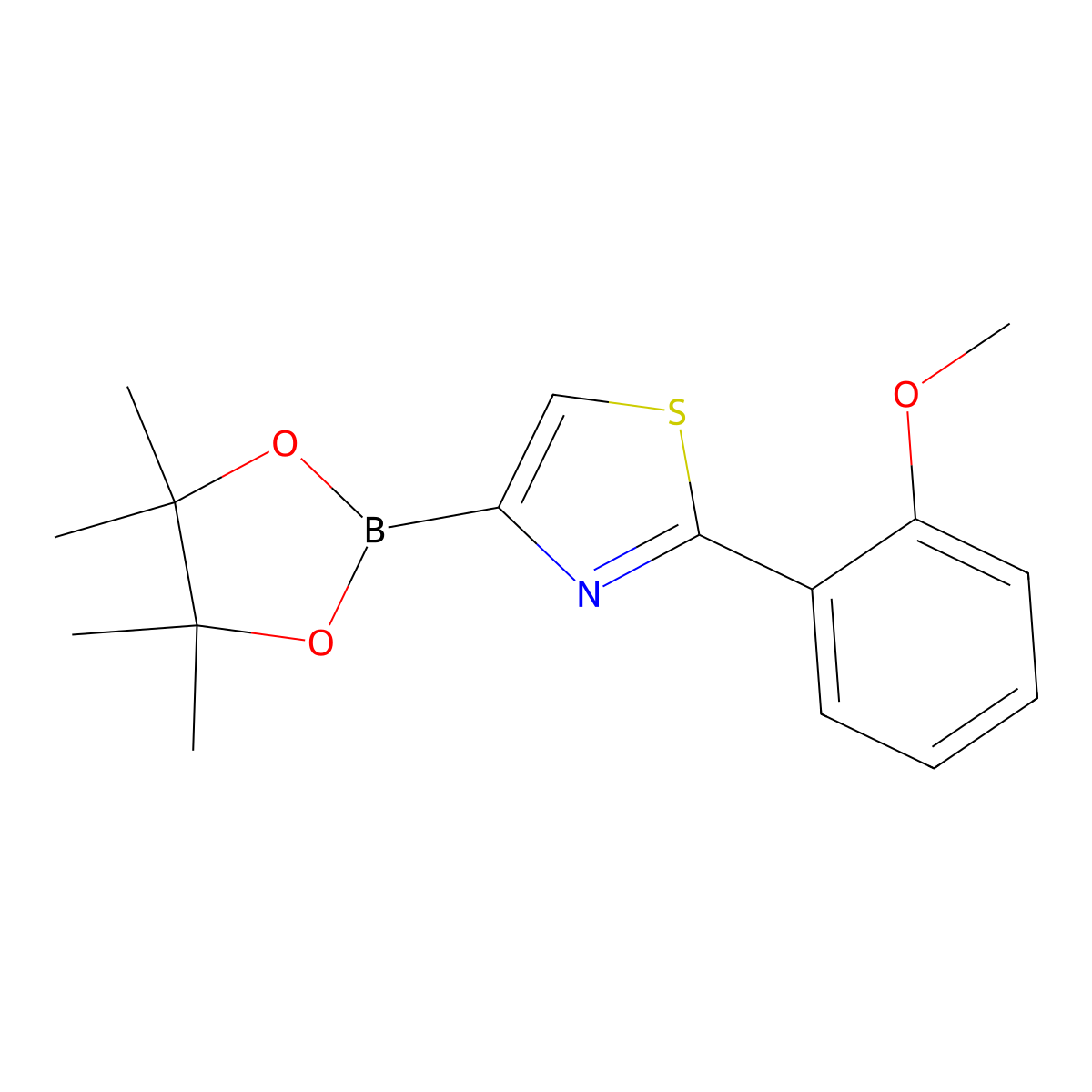 2-(2-Methoxyphenyl)-4-(4,4,5,5-tetramethyl-1,3,2-dioxaborolan-2-yl)thiazole molecular structure, CAS 1402227-60-4
