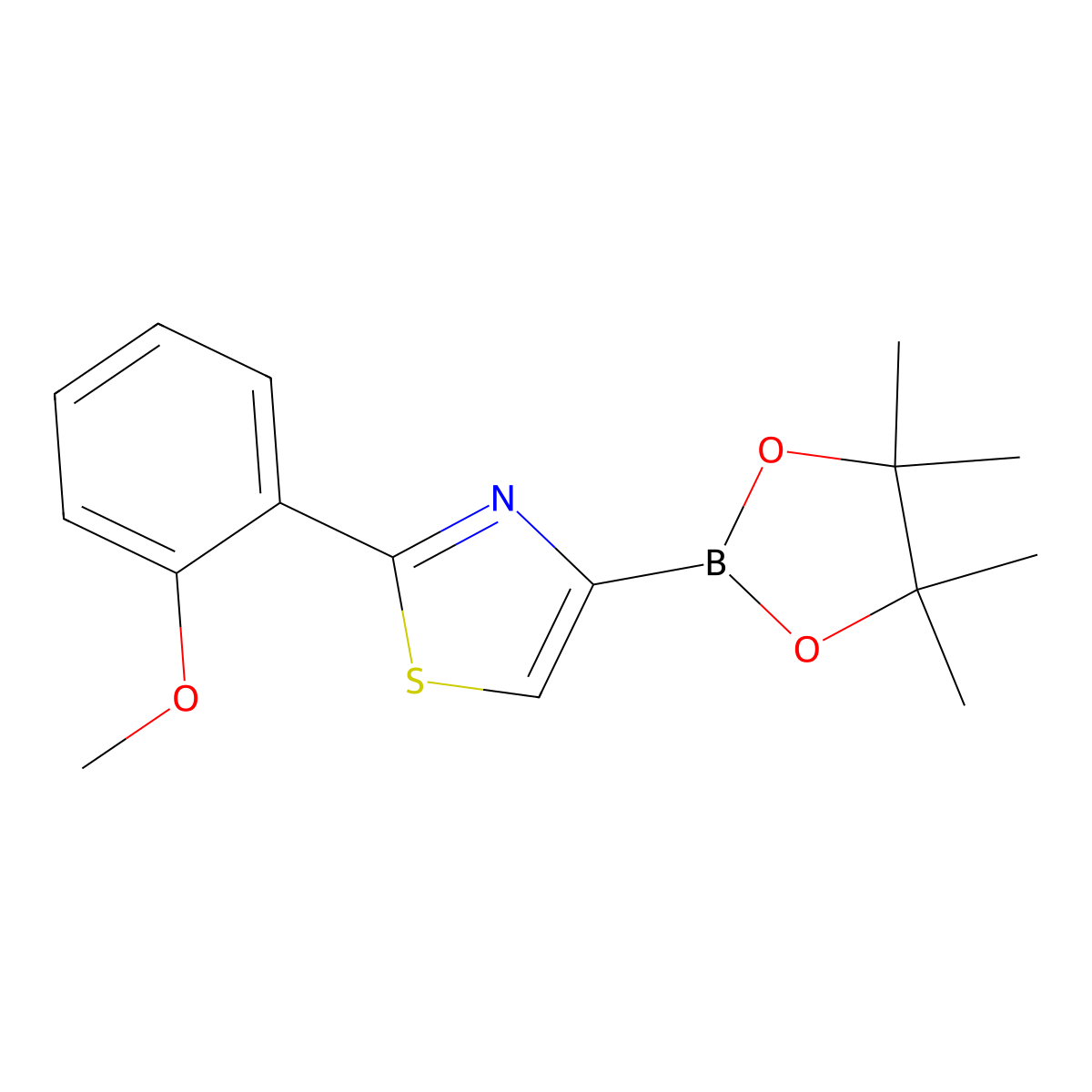 2-(2-Methoxyphenyl)-4-(4,4,5,5-tetramethyl-1,3,2-dioxaborolan-2-yl)thiazole molecular structure, CAS 1402227-60-4