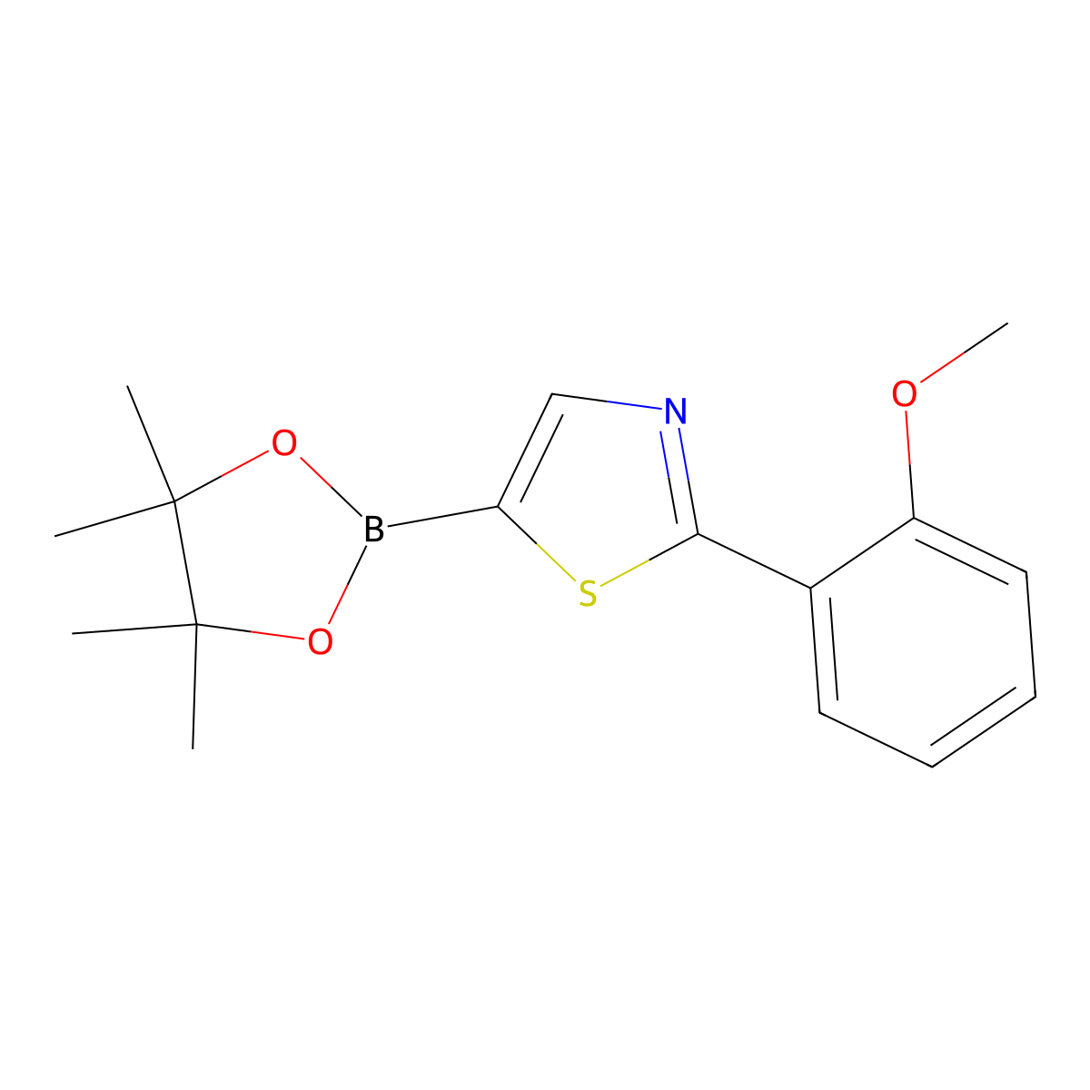 2-(2-Methoxyphenyl)-5-(4,4,5,5-tetramethyl-1,3,2-dioxaborolan-2-yl)-1,3-thiazole molecular structure, CAS 1402227-61-5