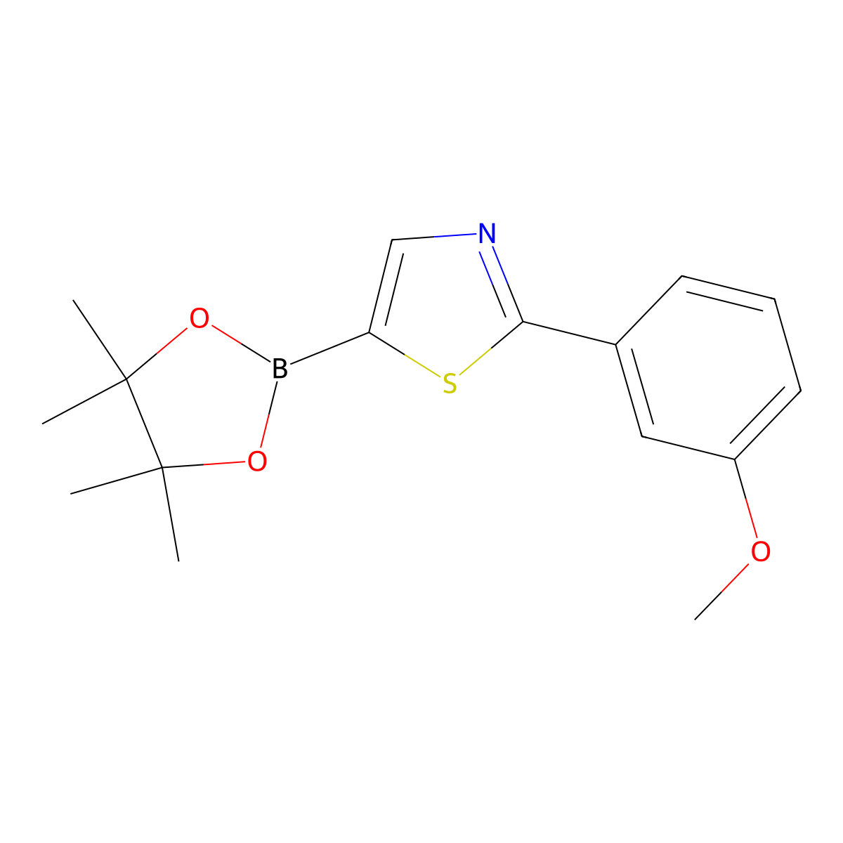 2-(3-Methoxyphenyl)-5-(4,4,5,5-tetramethyl-1,3,2-dioxaborolan-2-yl)thiazole molecular structure, CAS 1402227-62-6
