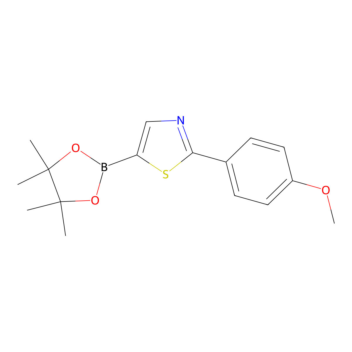2-(4-Methoxyphenyl)-5-(4,4,5,5-tetramethyl-1,3,2-dioxaborolan-2-yl)-1,3-thiazole molecular structure, CAS 1402227-63-7