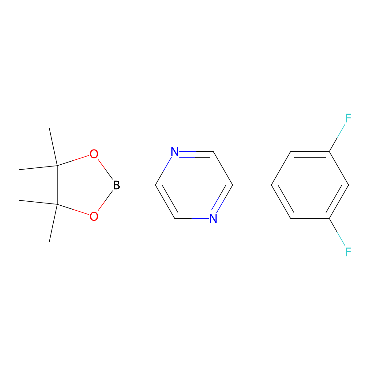 5-(3,5-Difluorophenyl)pyrazine-2-boronic acid pinacol ester molecular structure, CAS 1402227-69-3