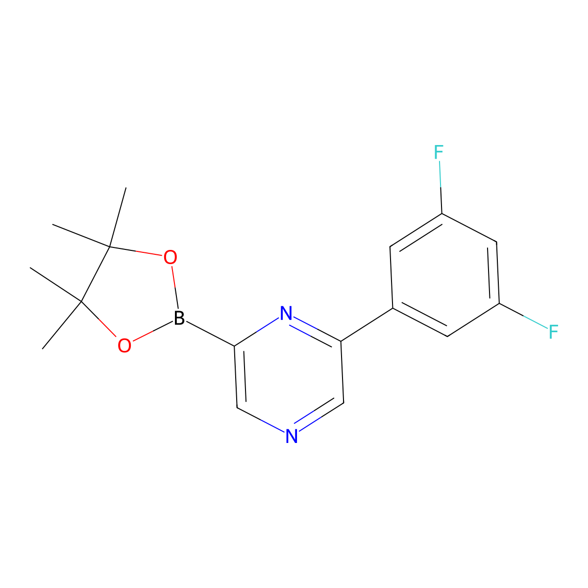 6-(3,5-Difluorophenyl)pyrazine-2-boronic acid pinacol ester molecular structure, CAS 1402227-71-7