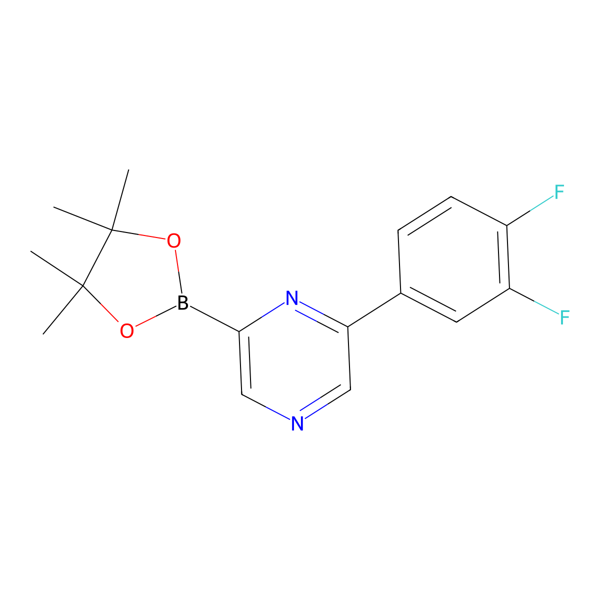 6-(3,4-Difluorophenyl)pyrazine-2-boronic acid pinacol ester molecular structure, CAS 1402227-72-8