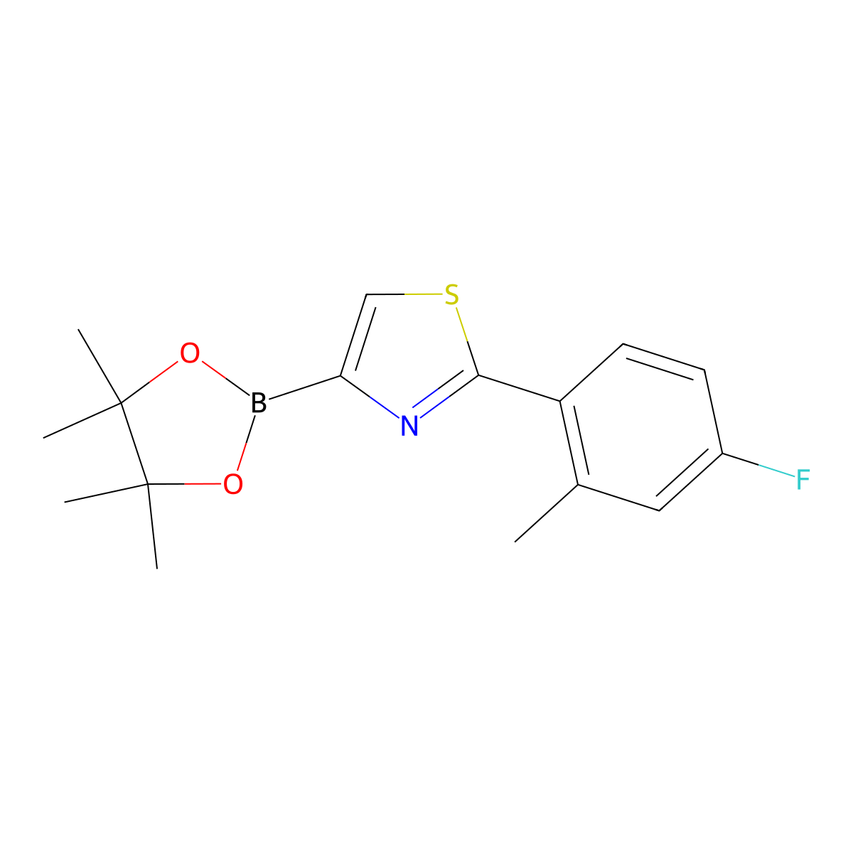 2-(4-Fluoro-2-methylphenyl)thiazole-4-boronic acid pinacol ester molecular structure, CAS 1402227-76-2