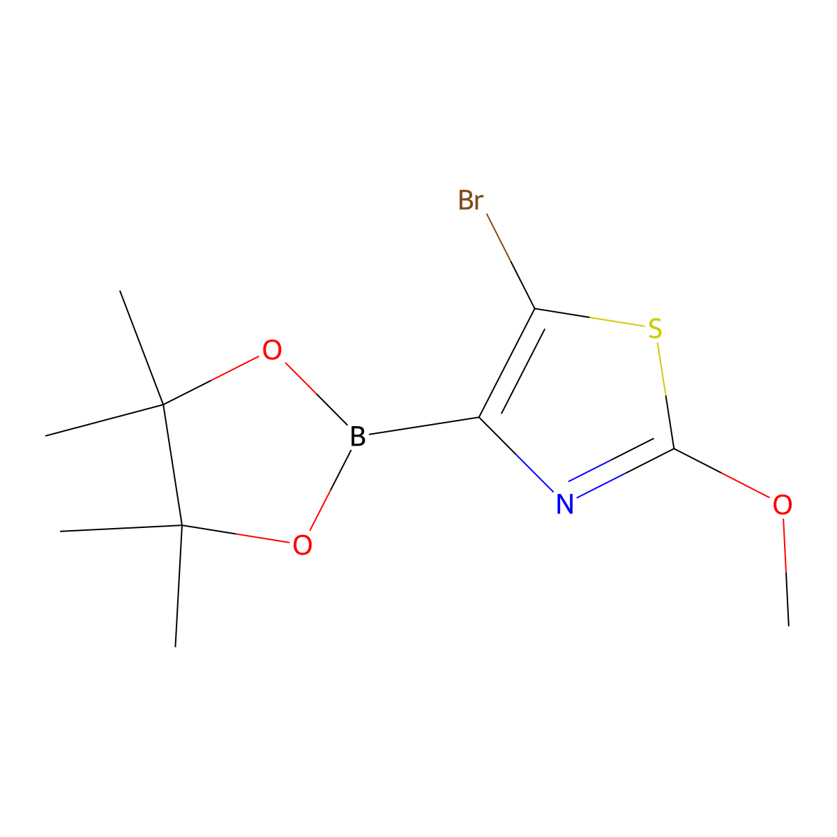 5-Bromo-2-(methoxy)thiazole-4-boronic acid pinacol ester molecular structure, CAS 1402227-78-4