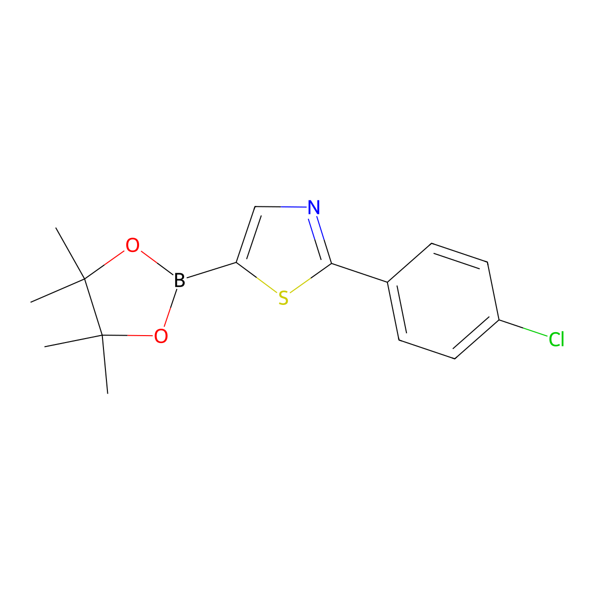 2-(4-Chlorophenyl)thiazole-5-boronic acid pinacol ester molecular structure, CAS 1402227-81-9
