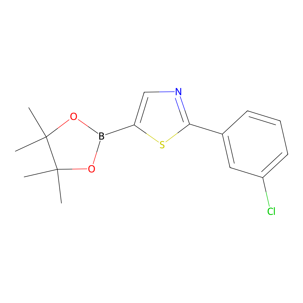 2-(3-Chlorophenyl)thiazole-5-boronic acid pinacol ester molecular structure, CAS 1402227-82-0