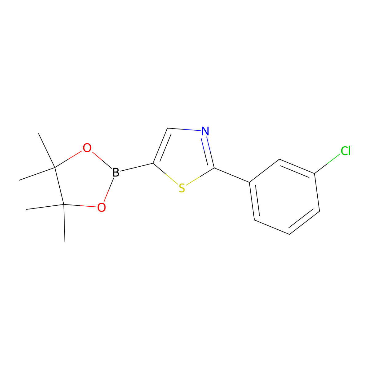 2-(3-Chlorophenyl)thiazole-5-boronic acid pinacol ester molecular structure, CAS 1402227-82-0